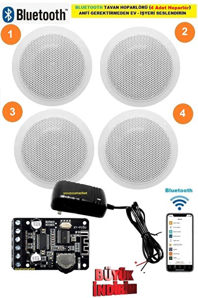 Kalite Bluetooth Özellikli Tavan Hoparlör Seti (Anfi Kullanmadan Ev-Işyerini ...