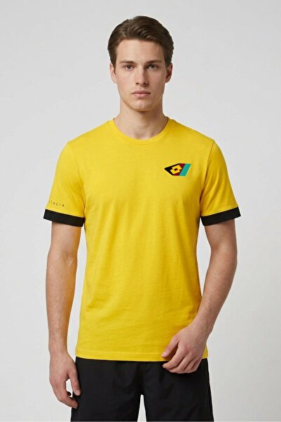 Lotto Men Sportswear Fit Short Sleeve Outdoor T-Shirt, Yellow