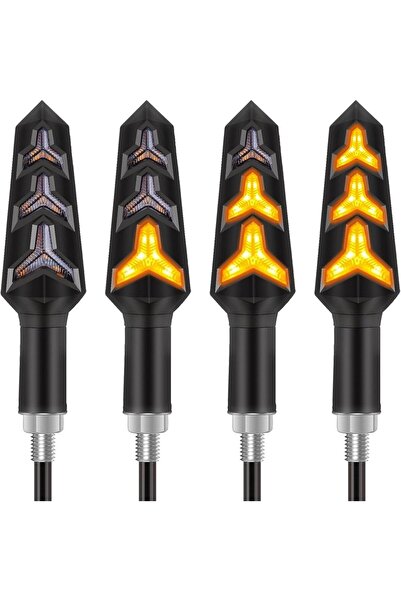 STARSTAR 4-Piece Dynamic Turn Signal Set - Motorcycle Turn Signals - Smooth T...