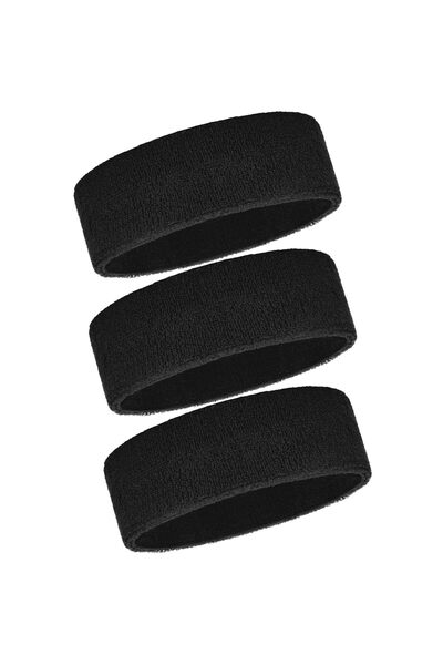 STARSTAR 3-piece non-slip black sports sweatband set for running, yoga, cycli...