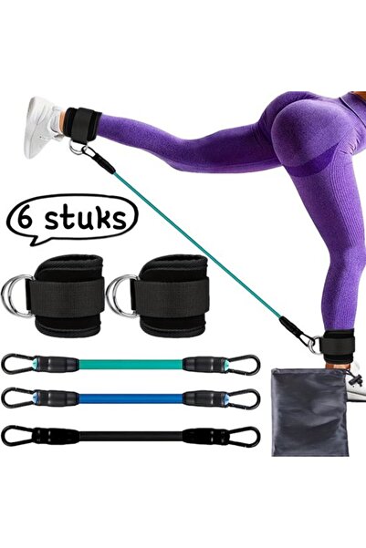 STARSTAR 6-Piece Ankle Resistance Band Set with 2 Hooks for Leg & Glute Train...