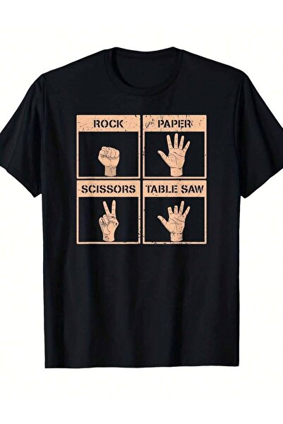 Astogria13 Men's Rock-Paper-Scissors Saw-Blade Fingerless Pattern-Shirt| Shor...
