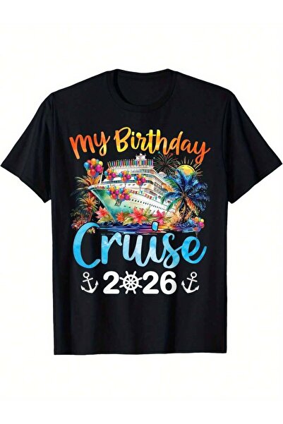 KYMC07 Men'S T-Shirt Tropical Palm Tree Ship Graphic With "My Cruise" Text 3X...