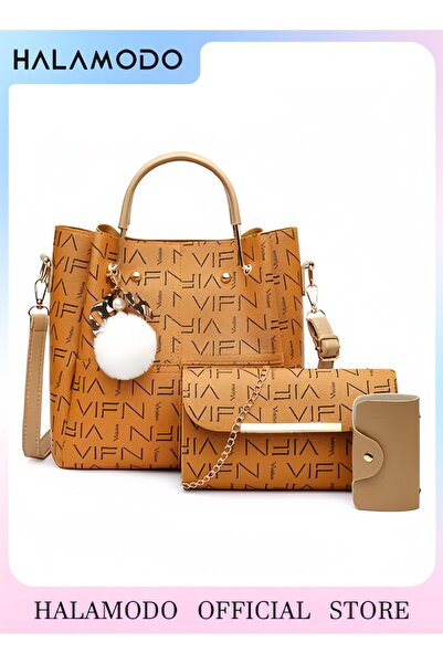 HALAMODO 3-Piece Casual Shoulder Bag Set Dark Yellow
