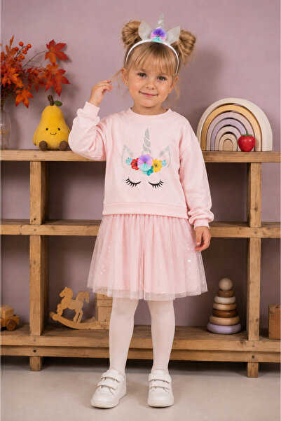 Eray Kids Момичешка рокля от тюл с брокат и щампа на еднорог, за 3-6 години