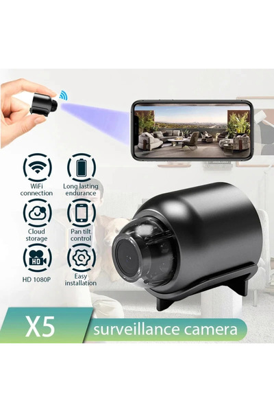 Choice كاميرا X5 ميني جديدة بدون قابس، سوداء، بدقة 1080P، رؤية ليلية واضحة، خ...
