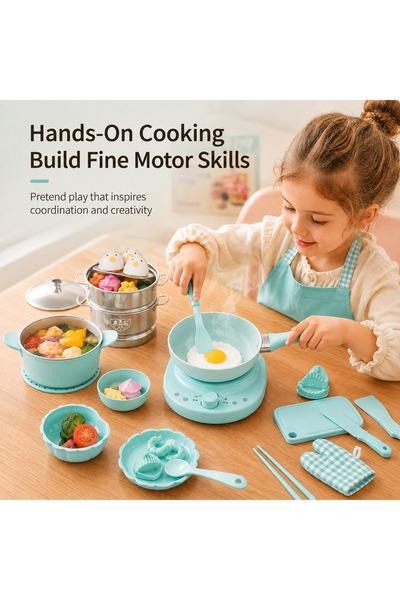 Axpeih 48 Piece Mini Kitchen Toy Set for Kids Mint Green Pretend Cooking Play...