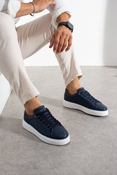 NEXOR Erkek Lacivert Bağcıklı Hafif Ortopedik Eva Taban Casual Sneaker Spor Ayakkabı