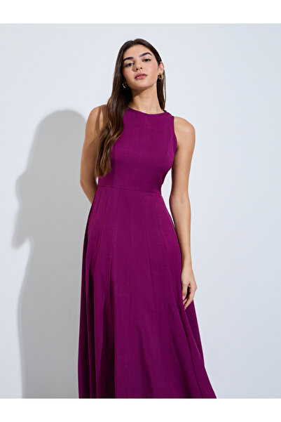 Styli Magenta Sleeveless A-Line Midi Dress