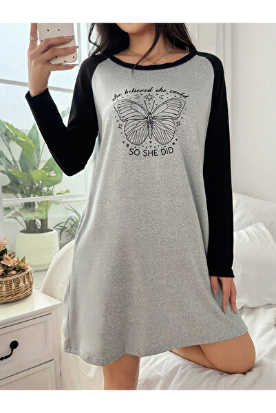 Take Two By Styli Butterfly Print Raglan Sleeve Nightdress