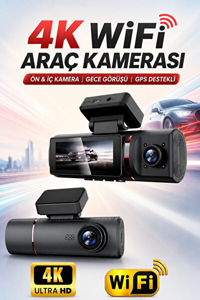 Abbruch 4K Araç Kamerası Ön + İç + Arka Kamera 4K+1080P+1080P Üçlü Kayıt Dahi...