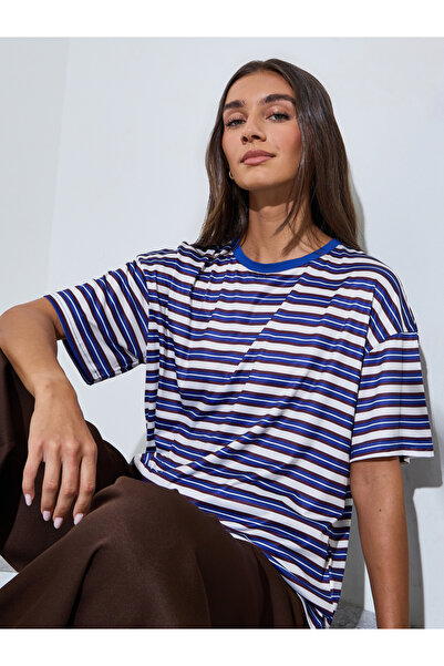 Styli Striped Drop Shoulder Oversized T-Shirt