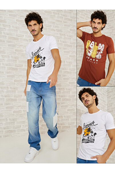 Styli Pack of 2 - Graphic Print Regular Fit T-shirt