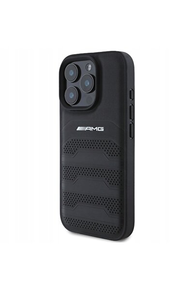 MERCEDES Husă pentru iPhone 16 Pro Max AMG Leather Debossed Lines, negru