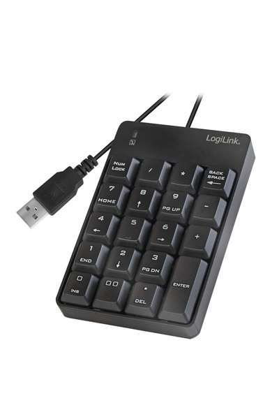 LogiLink Tastatură numerică USB cu 19 taste, cu fir, pentru laptop PC, LED