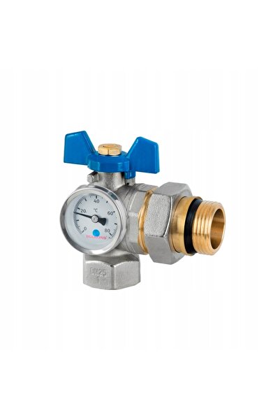 DIAMOND Robinet cu bilă 1'' cotit cu termometru albastru 252