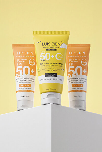 Luis Bien Güneş Kremi 3'lü Set Spf 50 75 ml - 2 Adet Su Bazlı + 1 Adet Çinko ...