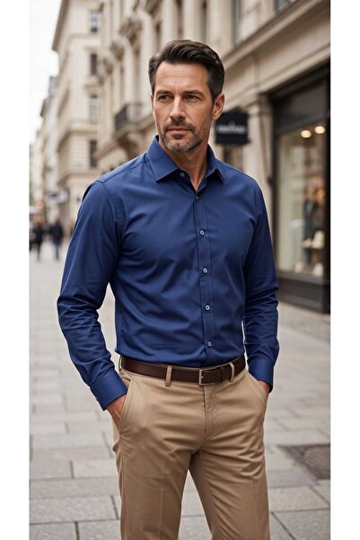 Louis Fabel Plain Long Sleeve Lycra Men's Shirt