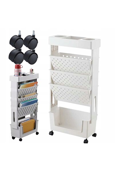 MORE&DECO Etajeră mobilă rulantă organizatoare pentru cameră, baie, birou