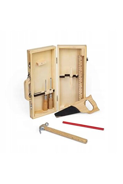 BIGJIGS Toys Valiză cu unelte pentru copii 7 piese Set de constructori mici B...