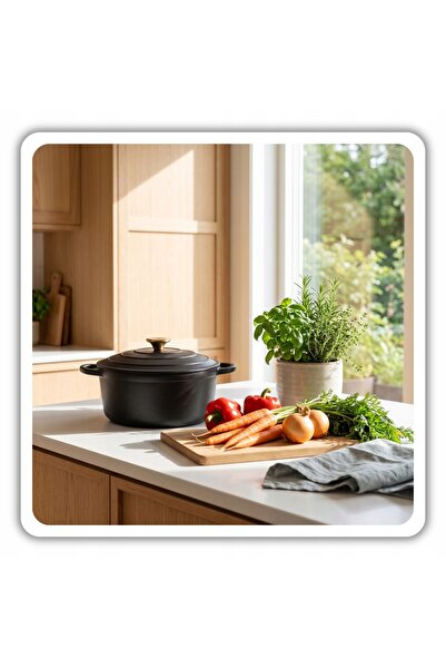 NO BRAND Set de vase emailate de 4 litri, capac emailat, negru mat, pentru in...