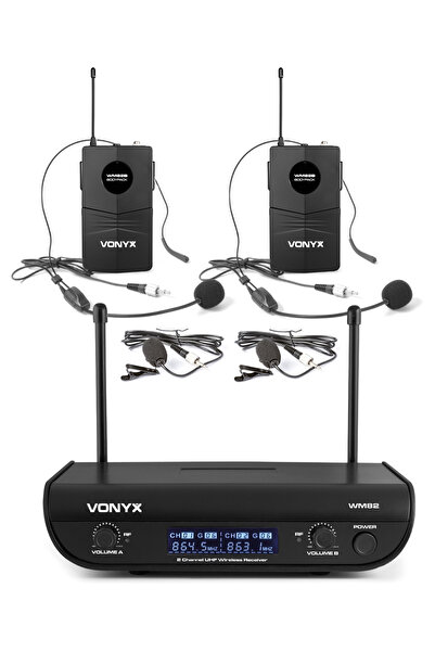 NO BRAND BAZA 2x microfon headset UHF 2x set microfoane lavalieră