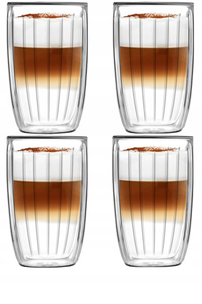 NO BRAND VIALLI 4 Pahare Termice Cafea Latte Ceai Suc Cappuccino Apă Tulip 350