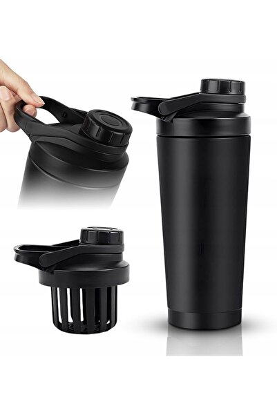 NO BRAND Shaker pentru proteine 750 ml, din oțel inoxidabil, izolat termic, n...