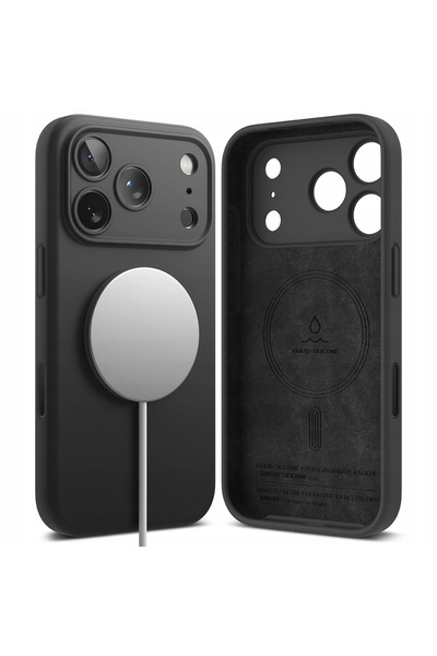 Ringke Husă magnetică din silicon MagSafe pentru Apple iPhone 17 Pro Negru
