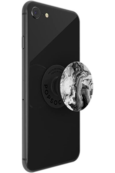 NO BRAND POPSOCKET POPGRIP SUPORT TELEFON PENTRU DEGETE, SILICON ALB-NEGRU