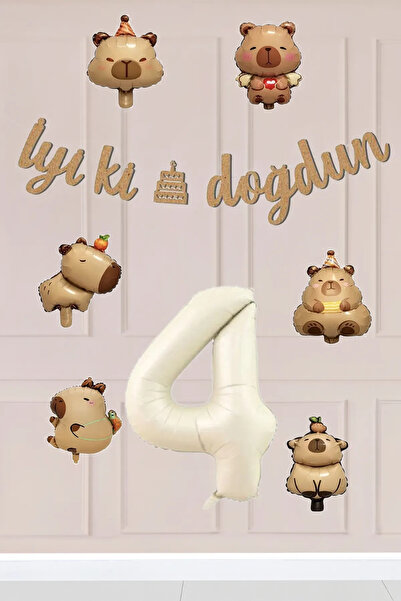 Atölye Mi Kapibara Concept 4 Year Old Birthday Balloon Chain Set