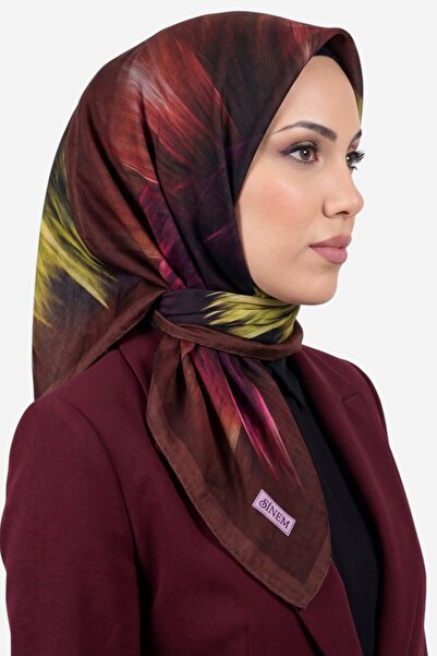 hadiora Women's Coffee Plum Brush Pattern Ready-To-Wear Cotton Muslin Hijab
