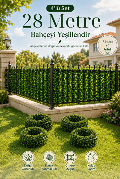 LİGROUND 28 Metre Yapay Sarmaşık Çiçek Bahçe Balkon Çiti Küpeşte Korkuluk Süs...