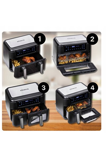 NO BRAND Friteuză fără ulei Air Fryer 2400 W, 12 L, friteuză mare 4-în-1, put...