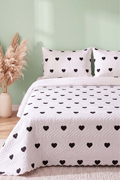 Rivaİstanbul Amora Black Double Quilted Pique & Multi-Purpose Bedspread - 3 P...