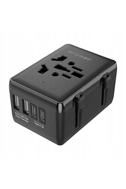NO BRAND ADAPTOR DE CĂLĂTORIE BLITZWOLF 4 ÎN 1 PENTRU USB C PD 20W 2XUSB PENT...