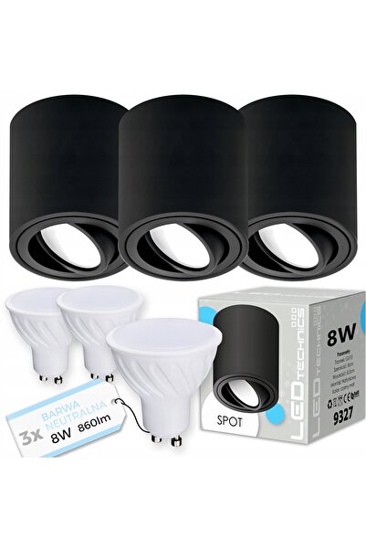 LEDtechnics 3x SPOT CORP DE ILUMINAT DE SUPRAFAȚĂ TUB HALOGEN GU10 8W bec LED...