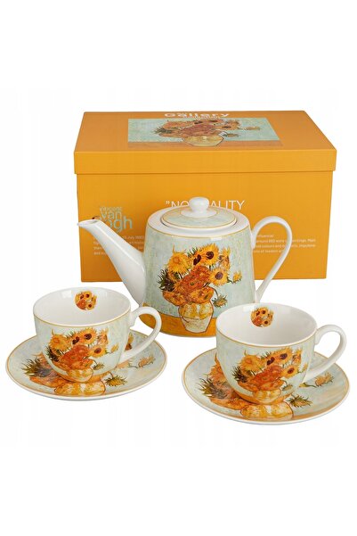 Duo SET DE ULCIOR CU INFUZOR, 2 CEȘTI CU FARFURIOARE SUNFLOWERS Van Gogh