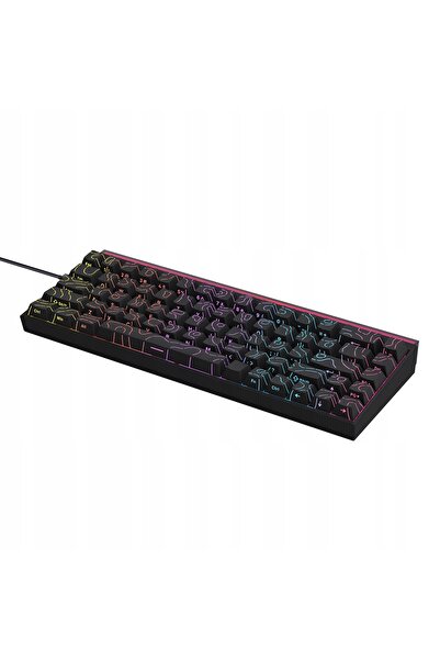 NO BRAND NK68 Tastatură Mecanică 60% cu Contur Negru, Bandă RGB Violetă, Pent...