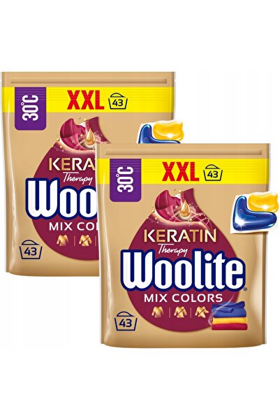 Woolite Capsule de rufe cu cheratină pentru țesături colorate, 43 bucăți x2