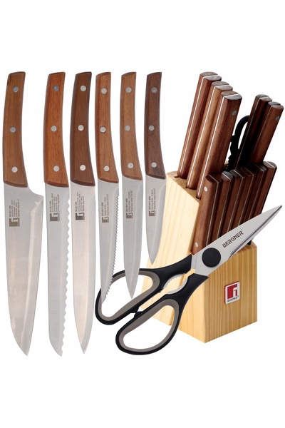 Bergner SET COMPLET 11 piese CUȚITE DE BUCĂTĂRIE ÎN BLOC + FORBICI + ASCUȚIETOR