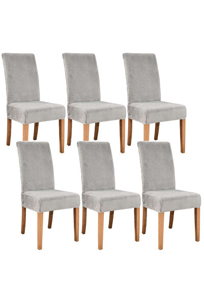 Galaxia Set 6 Huse Scaun Universale GALAXIA, Elastice, Catifea, Gri Elegante