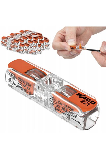 NO BRAND Conector rapid universal de trecere pentru cablu/fir 2x 0,2-4 mm² WA...