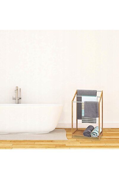 Relaxdays Suport de prosoape din bambus cu 3 bare