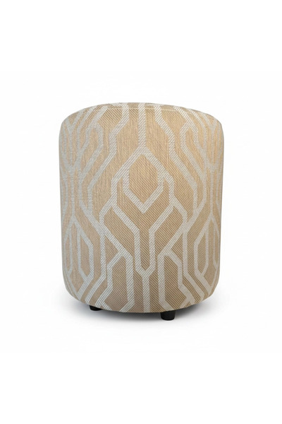 Elanora Home Premium Keten Dokulu Tasarım Puf | Modern Geometrik Desenli