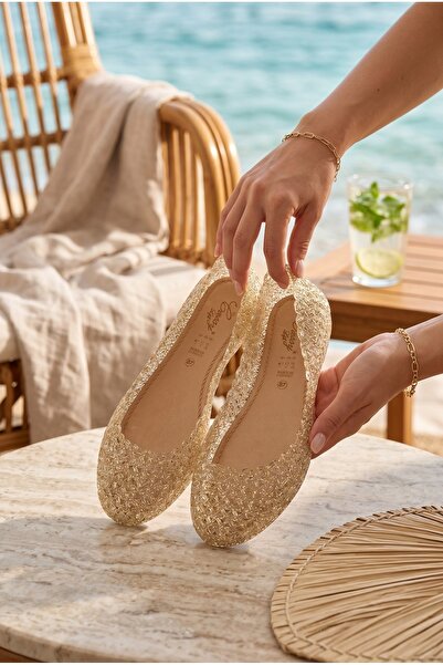Moda fiesta Pantofi de mare transparenti, cu sclipici, pentru femei – Talpă a...
