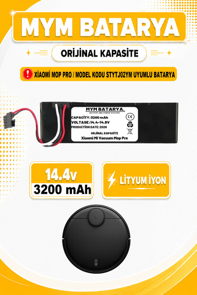 MYM BATARYA Xiaomi Mi Vacuum Mop Pro Uyumlu Akıllı Robot Süpürge Bataryası 14...