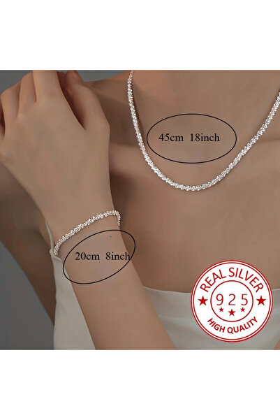 Choice4 20cm and 55cm Bracelet Necklace Fashion kpop 2pcs 925 Sterling Silver...