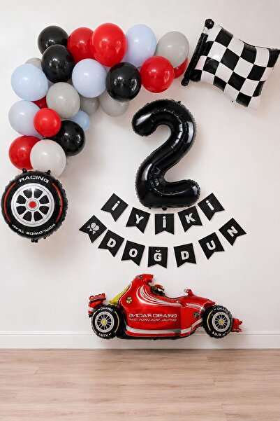 Patladı Gitti 2-Year-Old Race Car Themed Birthday Party Celebration Balloon S...