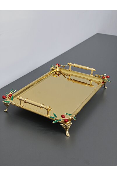 PARILTI HOME COLLECTİON Figured, Metal-Handled, Stainless Steel Rectangular T...
